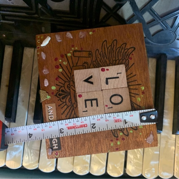 Handmade Upcycled Wooden Stash Box Organizer Rose Quartz Crystal Brass Closure - Picture 6 of 16